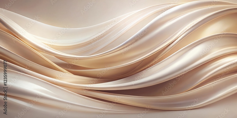 Poster A flowing, elegant beige fabric forms a mesmerizing abstract pattern of soft curves and gentle waves.
