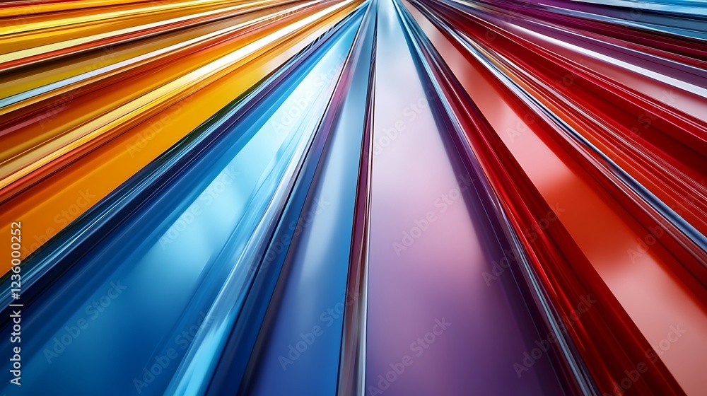 Poster abstract colorful lines radiating outward. dynamic vibrant hues. possible use in graphic design or d
