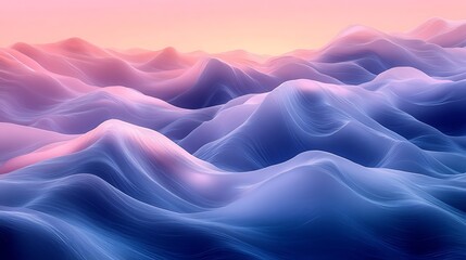 Obraz premium Abstract landscape of wavy mountains, sunrise colors. Possible use Background image, graphic design element