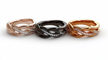 Elegant Diamond Rings: Rose Gold, Black, and Gold