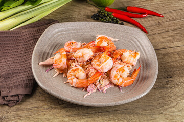 Shrimp cocktail with salad and sauce