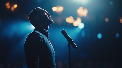 Professional speaker engaging audience at a corporate event, conveying innovation and leadership in a dynamic business setting.