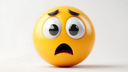 Fototapeta premium 3D Emoji, Worried Face, Studio Shot, Digital Art, Use in Messaging