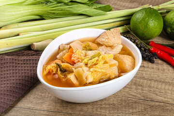 Korean kimchi soup with seafood