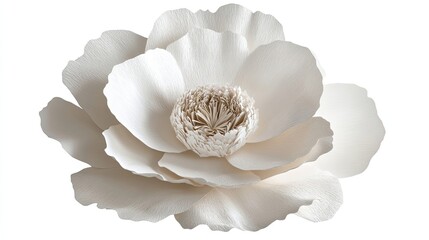 Isolated single paper flower peony made from crepe paper,
