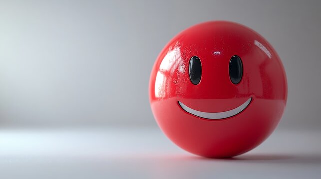 3D red smiley ball on white background