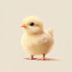 Fototapeta premium Cute fluffy yellow baby chick in a studio shot