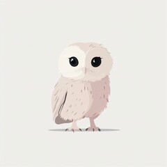 Obraz premium Cute Cartoon Illustration of a Baby Owl on a Plain Background