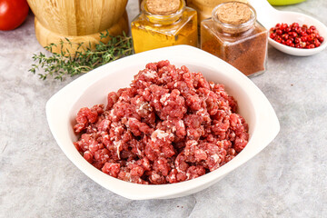 Raw beef minced meat for cooking