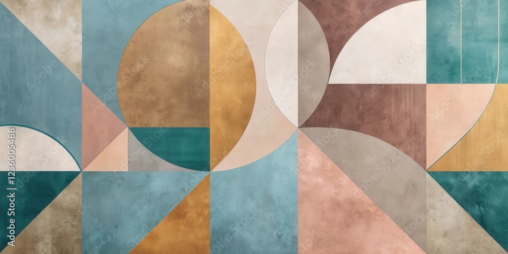 Aufkleber abstract geometric design with earthy tones and textured surfaces