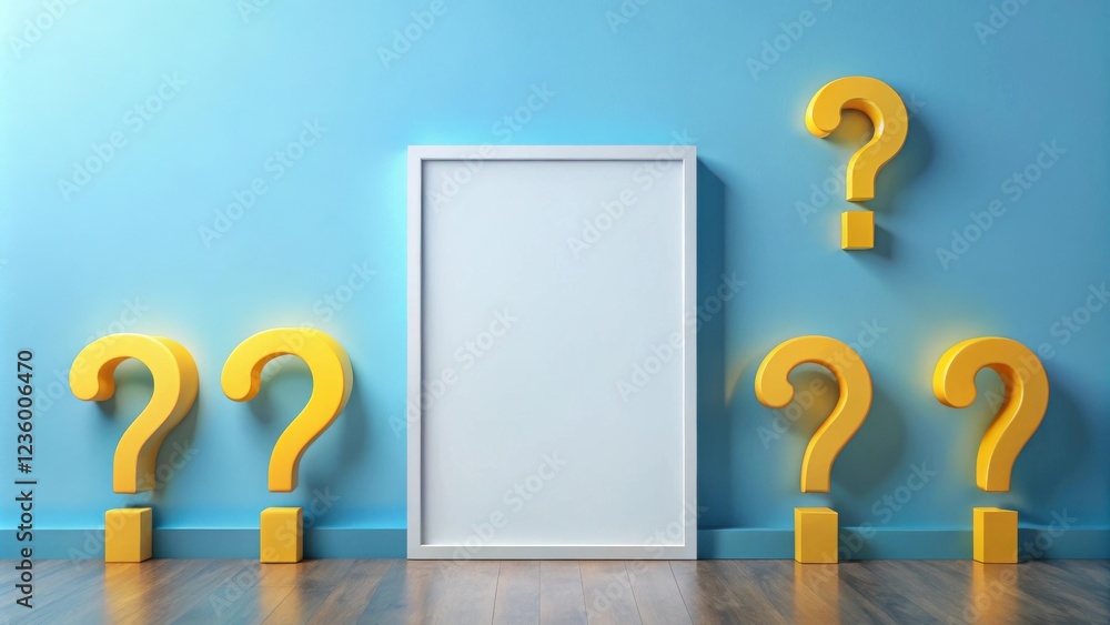 Poster Blank Canvas Framed by Question Marks - A Minimalist Representation of Curiosity and the Pursuit of Knowledge