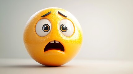 3D scared emoticon, digital art, studio shot