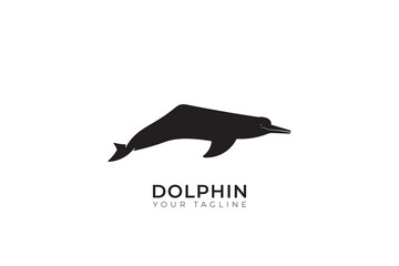 River dolphin silhouette logo, dolphin flat logo design, dolphin simple logo
