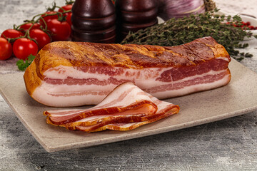 Fat bacon cut with slices