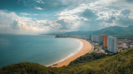 stunning aerial view of beachfront cityscape in brazil