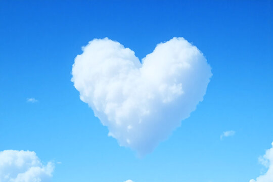 heart shaped cloud against clear blue sky with wispy clouds around