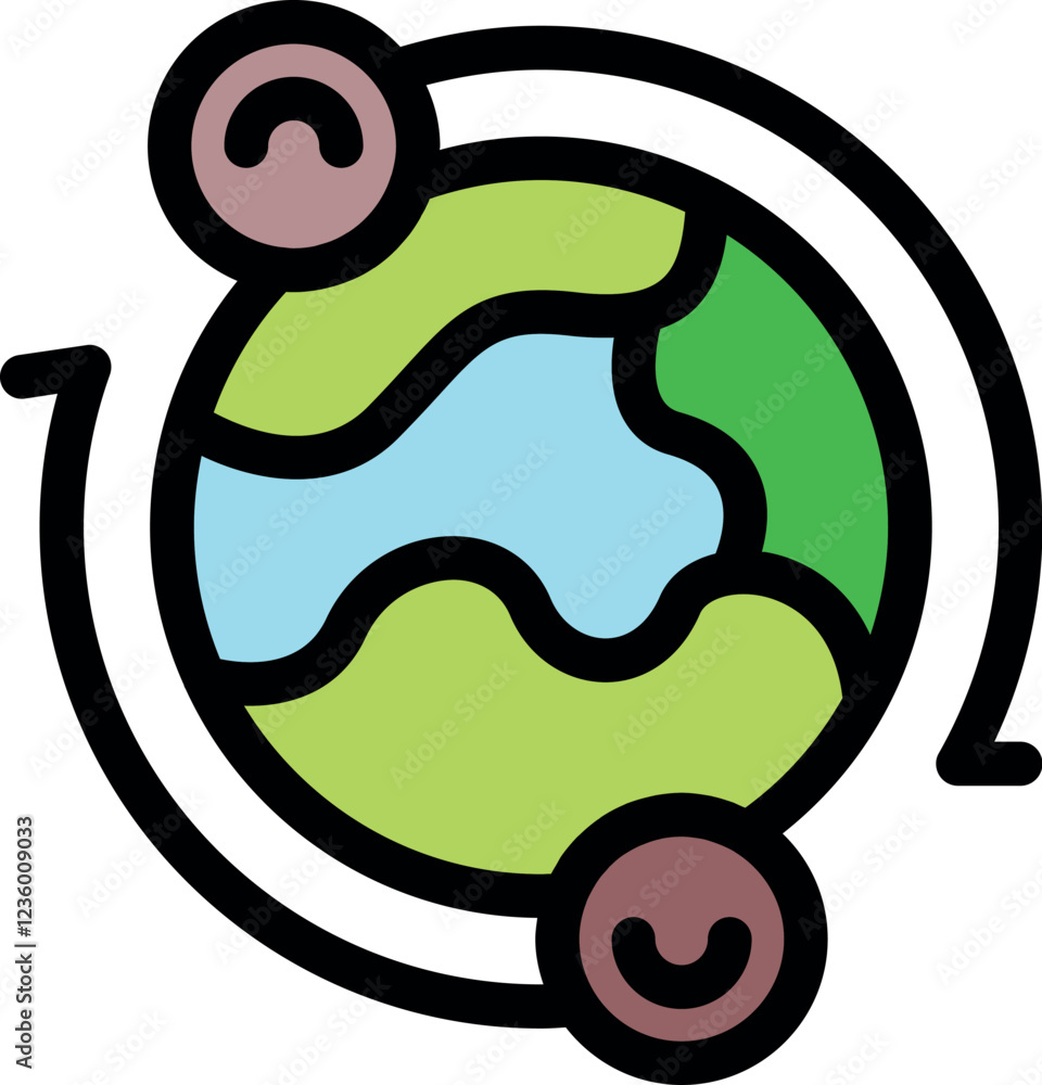 Poster international roaming connecting world with phone receivers and circular arrow, symbolizing global c