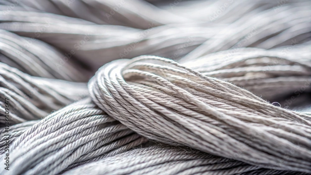 Aufkleber a closeup of a soft, intricate skein of woven white string, showing the delicate texture and intrica