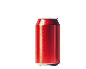 Obraz premium A can of red soda is sitting on a white background. The can is shiny and reflective, and the soda inside is cold and refreshing