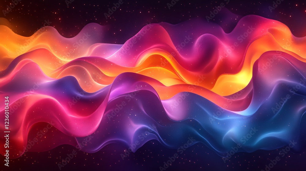 Poster dynamic vivid rgb wave background featuring intersecting red green and blue curves in harmonious flo