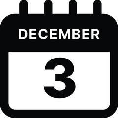 Fototapeta premium December 3 calendar icon design vector illustration