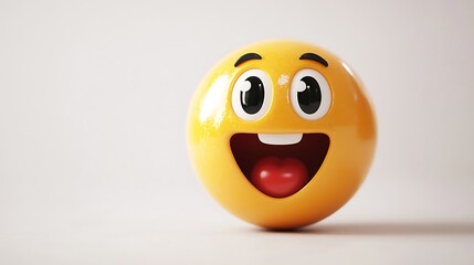 3D happy emoticon smiling, studio shot