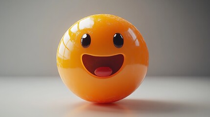 3D Smiling Emoji on Plain Background. Possible use Stock photo for social media, website design