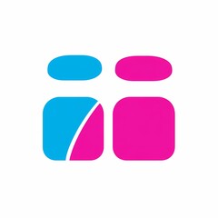 Blue and pink pill bottle icon in modern flat design.