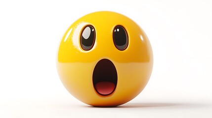3D surprised emoticon on white background. Possible use stock photo (3)