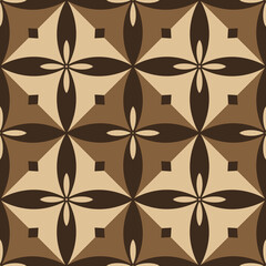 Cream brown geometric kawung pattern. Traditional Indonesian batik pattern