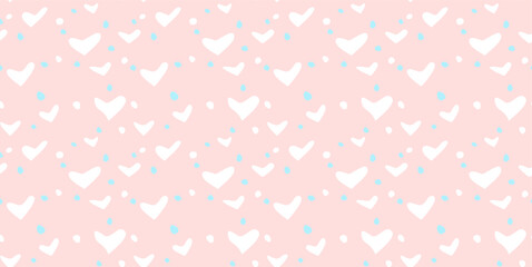 White Heart Seamless Pattern on color Background. Love romantic theme. Pattern hearts with Love for Valentine's Day. Valentines day background. Vector abstract texture with small hearts