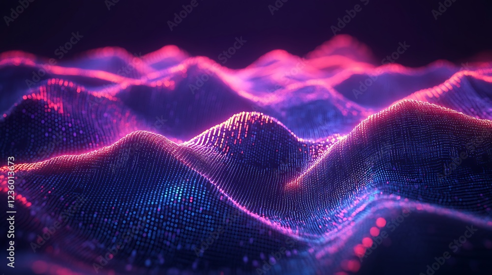 Poster Abstract data visualization. Colorful digital waves. Background graphic. Possible use Stock photo for technology presentations