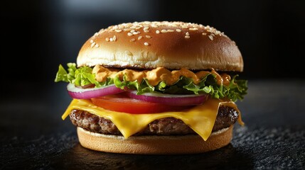 Juicy Cheeseburger with Sesame Bun