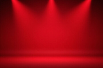 minimalist dramatic scene with deep red background and spotlights