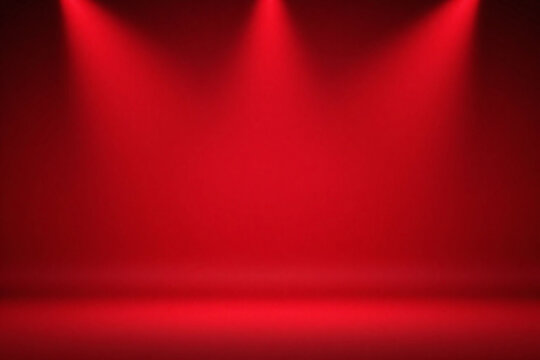 minimalist dramatic scene with deep red background and spotlights