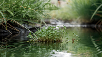 Fototapeta premium Watercress in a freshwater stream.