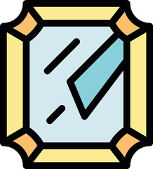 Cracked mirror reflecting light rays, encased in a golden ornate frame, symbolizing broken reflection, damage, or distortion