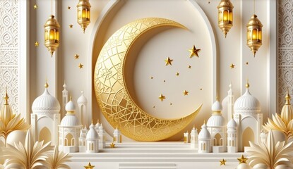 Ramadan kareem greeting card design white color