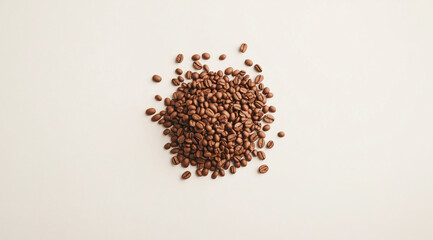 Small Pile of Coffee Beans on a Minimalist White Background