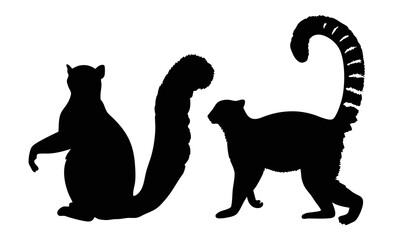 Lemur black silhouette isolated on a white backgroud © Flyillustrations