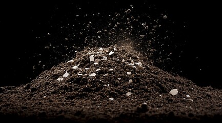 Soil, eggshells, planting, dark background, gardening