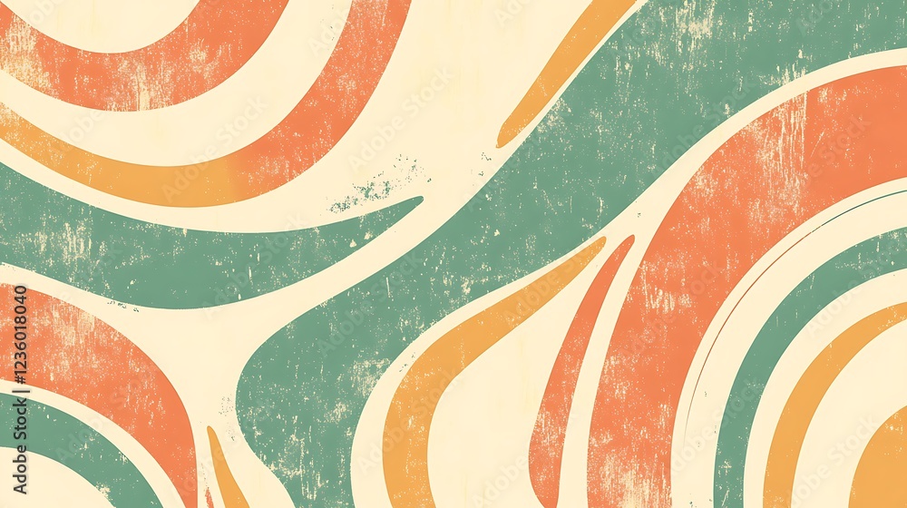 Poster Retro abstract shapes on a textured background. Possible use Graphic design