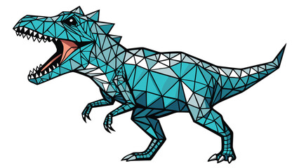 Fototapeta premium Majestic Roaring Tyrannosaurus Rex Polygonal 3D Art Isolated on White Background