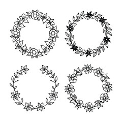 Floral Wreath line art vector Illustration