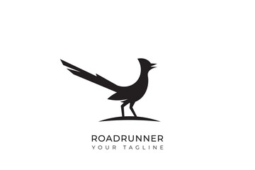 Roadrunner silhouette logo with simple design, roadrunner flat logo 