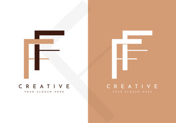 Creative initial letters FF logo monogram style