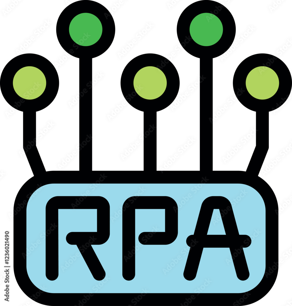 Poster rpa symbol connecting multiple nodes, representing business process optimization through robotic pro
