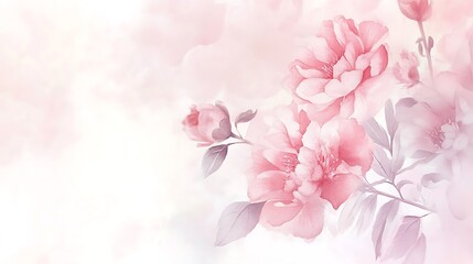 Fototapeta premium Delicate Pink Flowers Background, Soft Pastel Colors, Decorative Design, Floral Print, Ideal for Wall Decor