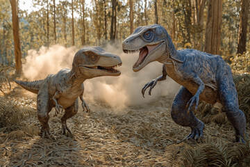 Fototapeta premium Prehistoric Predators: Duel in the Dusk