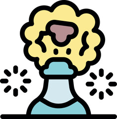 Mushroom cloud rising from nuclear explosion with loading symbols, representing the devastating and ongoing effects of nuclear war